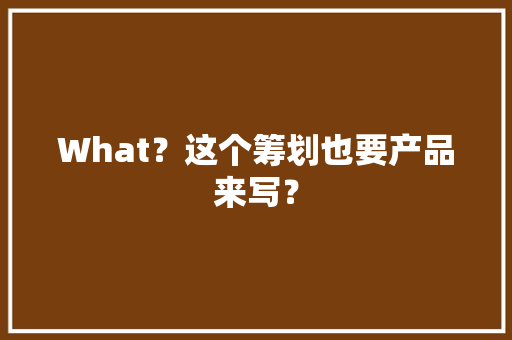 What？这个筹划也要产品来写？