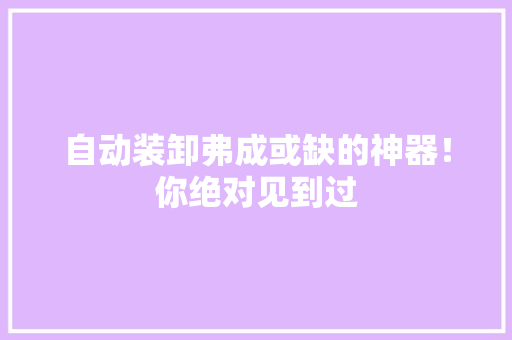 自动装卸弗成或缺的神器！你绝对见到过