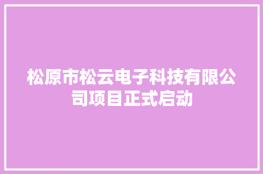 松原市松云电子科技有限公司项目正式启动