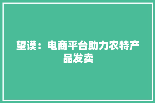 望谟：电商平台助力农特产品发卖
