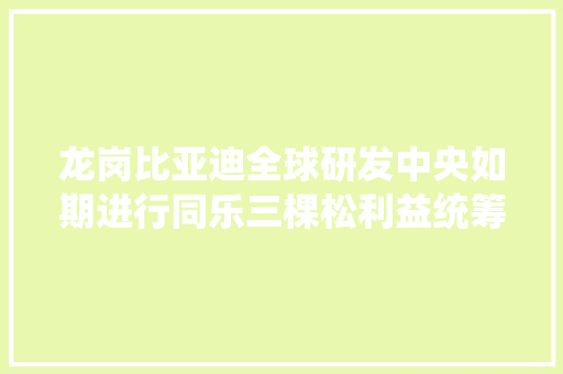 龙岗比亚迪全球研发中央如期进行同乐三棵松利益统筹项目
