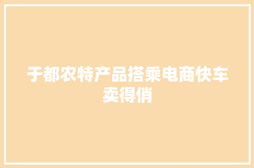 于都农特产品搭乘电商快车卖得俏