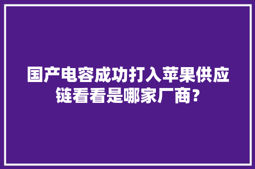 国产电容成功打入苹果供应链看看是哪家厂商？