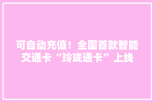 可自动充值！全国首款智能交通卡“玲珑通卡”上线