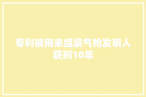 专利被用来组装气枪发明人获刑10年