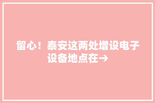 留心！泰安这两处增设电子设备地点在→