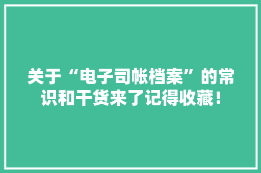 关于“电子司帐档案”的常识和干货来了记得收藏！