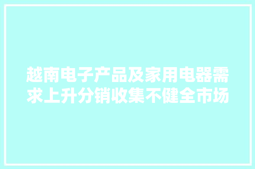 越南电子产品及家用电器需求上升分销收集不健全市场亟待开拓
