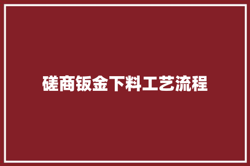 磋商钣金下料工艺流程