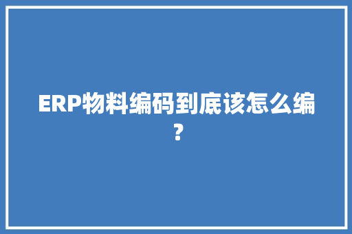 ERP物料编码到底该怎么编？