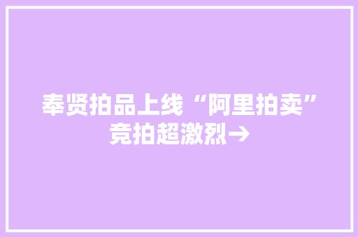 奉贤拍品上线“阿里拍卖”竞拍超激烈→