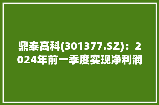 鼎泰高科(301377.SZ)：2024年前一季度实现净利润4066万元同比下降40.43%