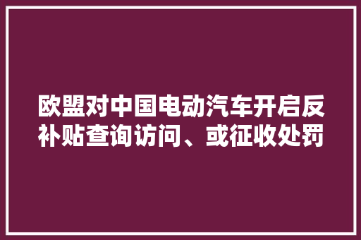 欧盟对中国电动汽车开启反补贴查询访问、或征收处罚性关税多方立场不一