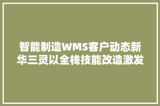 智能制造WMS客户动态新华三灵以全栈技能改造激发AI潜能