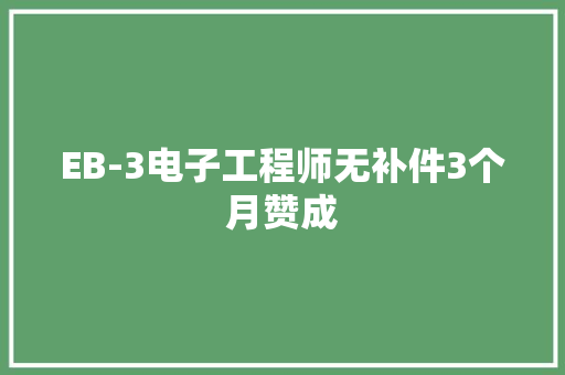 EB-3电子工程师无补件3个月赞成