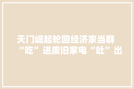 天门崛起轮回经济家当群 “吃”进废旧家电“吐”出瑰宝疙瘩