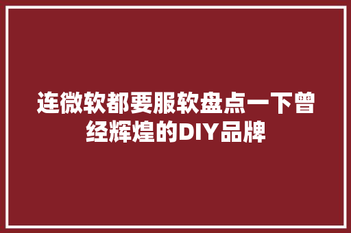 连微软都要服软盘点一下曾经辉煌的DIY品牌