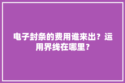 电子封条的费用谁来出？运用界线在哪里？