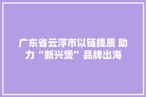 广东省云浮市以链提质 助力“新兴煲”品牌出海