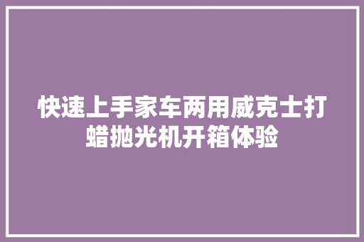 快速上手家车两用威克士打蜡抛光机开箱体验