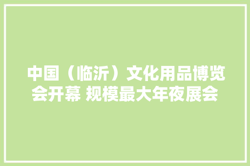 中国（临沂）文化用品博览会开幕 规模最大年夜展会精彩亮相