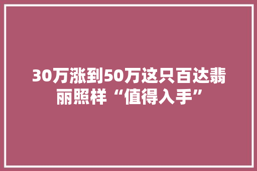 30万涨到50万这只百达翡丽照样“值得入手”