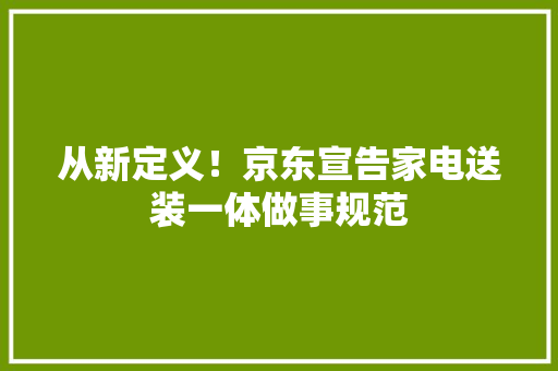 从新定义！京东宣告家电送装一体做事规范