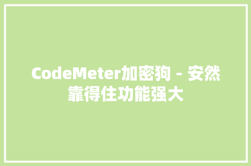 CodeMeter加密狗 - 安然靠得住功能强大