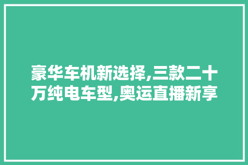 豪华车机新选择,三款二十万纯电车型,奥运直播新享受!
