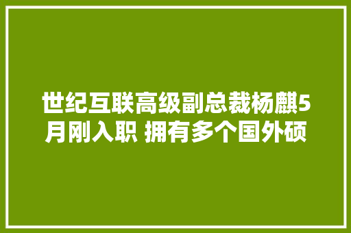 世纪互联高级副总裁杨麒5月刚入职 拥有多个国外硕士学位？