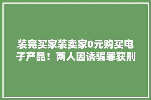 装完买家装卖家0元购买电子产品！两人因诱骗罪获刑