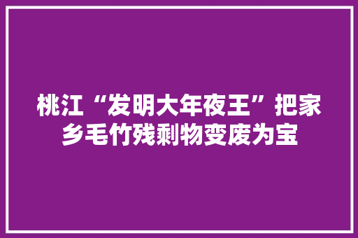 桃江“发明大年夜王”把家乡毛竹残剩物变废为宝
