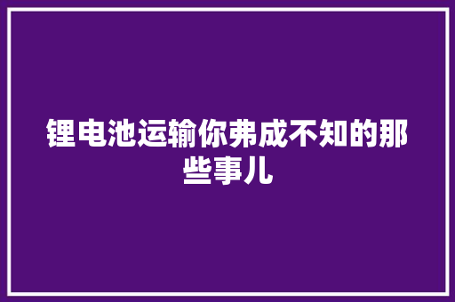 锂电池运输你弗成不知的那些事儿