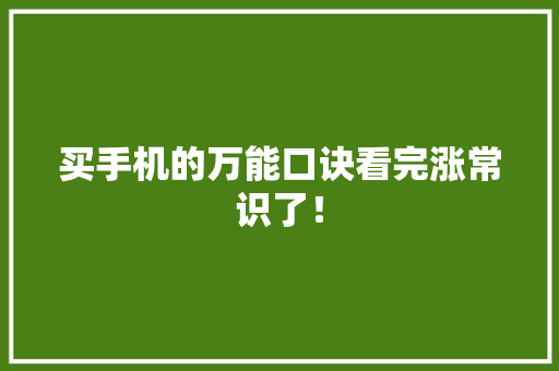 买手机的万能口诀看完涨常识了！