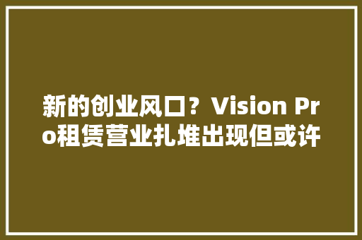 新的创业风口？Vision Pro租赁营业扎堆出现但或许不是门好生意
