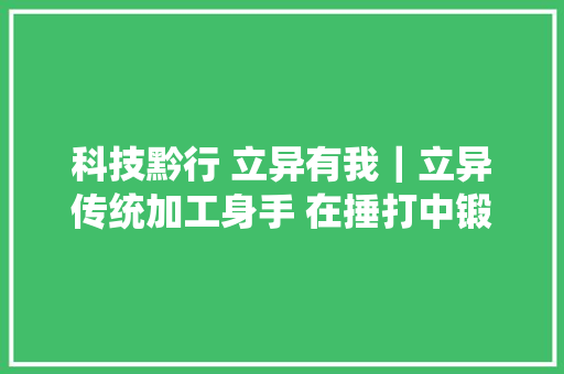 科技黔行 立异有我｜立异传统加工身手 在捶打中锻造新潮银饰