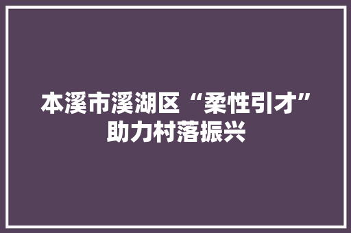 本溪市溪湖区“柔性引才”助力村落振兴