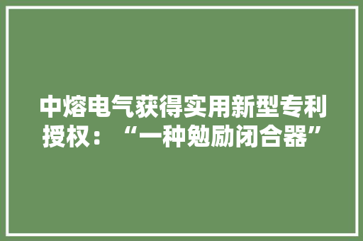 中熔电气获得实用新型专利授权：“一种勉励闭合器”