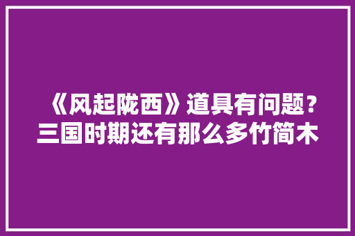 《风起陇西》道具有问题？三国时期还有那么多竹简木牍？