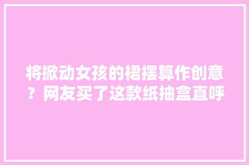 将掀动女孩的裙摆算作创意？网友买了这款纸抽盒直呼有情趣！