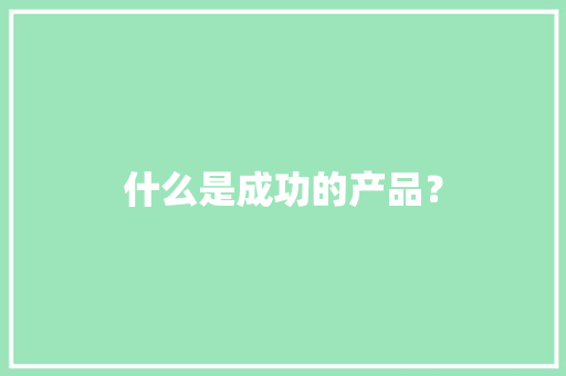 什么是成功的产品？