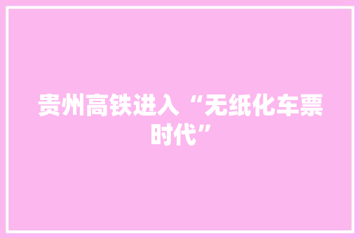 贵州高铁进入“无纸化车票时代”