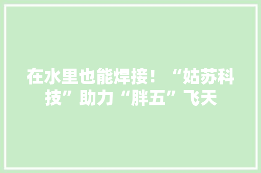 在水里也能焊接！“姑苏科技”助力“胖五”飞天