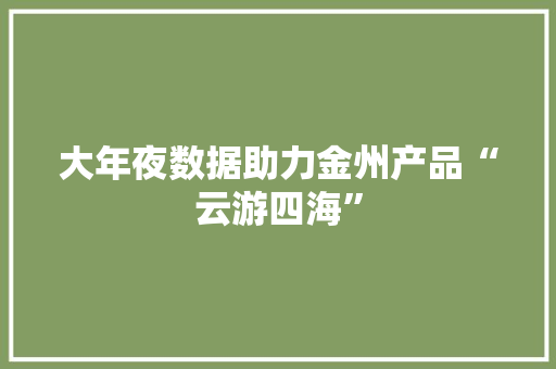 大年夜数据助力金州产品“云游四海”