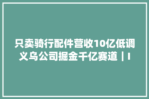只卖骑行配件营收10亿低调义乌公司掘金千亿赛道｜Insight全球