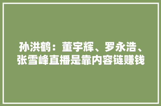 孙洪鹤：董宇辉、罗永浩、张雪峰直播是靠内容链赚钱