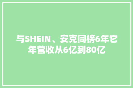 与SHEIN、安克同榜6年它年营收从6亿到80亿