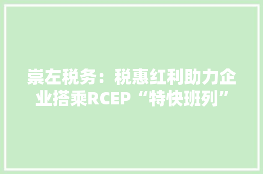 崇左税务：税惠红利助力企业搭乘RCEP“特快班列”