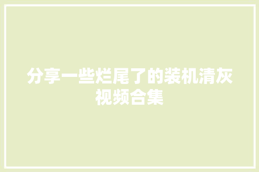 分享一些烂尾了的装机清灰视频合集