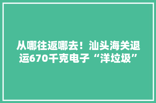 从哪往返哪去！汕头海关退运670千克电子“洋垃圾”